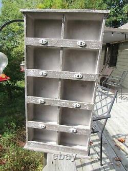 Vintage Original Ten Cubby Divided Cabinet With Ceramic Numbers