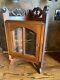 Vintage Ornate Walnut Wall Corner Cabinet W Beveled Glass Doors / Curio Display