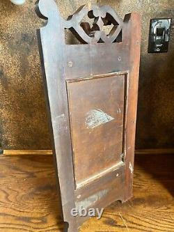 Vintage Ornate Walnut Wall Corner Cabinet w Beveled Glass Doors / Curio Display