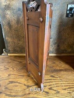 Vintage Ornate Walnut Wall Corner Cabinet w Beveled Glass Doors / Curio Display