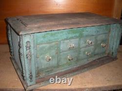 Vintage PRIMITIVE Handmade Cabinet with Drawers and Old Green Paint