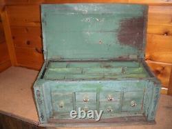 Vintage PRIMITIVE Handmade Cabinet with Drawers and Old Green Paint