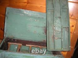 Vintage PRIMITIVE Handmade Cabinet with Drawers and Old Green Paint