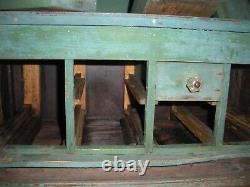 Vintage PRIMITIVE Handmade Cabinet with Drawers and Old Green Paint