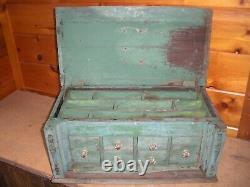 Vintage PRIMITIVE Handmade Cabinet with Drawers and Old Green Paint