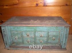 Vintage PRIMITIVE Handmade Cabinet with Drawers and Old Green Paint