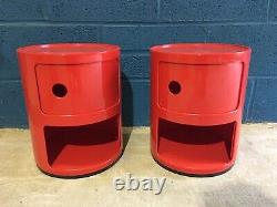 Vintage Pair KARTELL Componibili Italian Red Cabinets By Anna Castelli Ferrieri