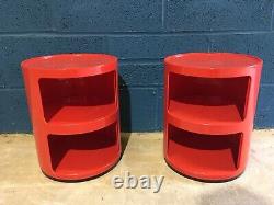 Vintage Pair KARTELL Componibili Italian Red Cabinets By Anna Castelli Ferrieri