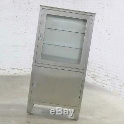 Vintage Petite Stainless Steel Industrial or Medical Display Storage Cabinet PR