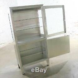 Vintage Petite Stainless Steel Industrial or Medical Display Storage Cabinet PR