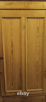 Vintage Pine Farmer's Cabinet Closet With Drawer