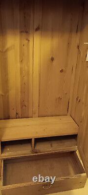 Vintage Pine Farmer's Cabinet Closet With Drawer