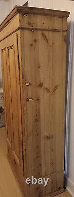 Vintage Pine Farmer's Cabinet Closet With Drawer