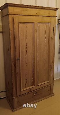 Vintage Pine Farmer's Cabinet Closet With Drawer