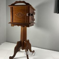 Vintage Pipe And Tobacco Cabinet Inlay Patterns Ornate Carved Hinges 1920's