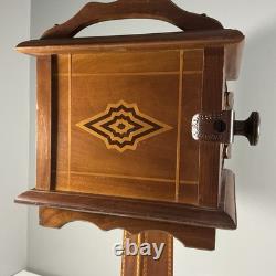 Vintage Pipe And Tobacco Cabinet Inlay Patterns Ornate Carved Hinges 1920's