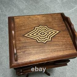 Vintage Pipe And Tobacco Cabinet Inlay Patterns Ornate Carved Hinges 1920's