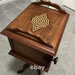 Vintage Pipe And Tobacco Cabinet Inlay Patterns Ornate Carved Hinges 1920's