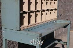 Vintage Postal Mail Sorter Sorting Table Rack Industrial Steampunk Steel Metal