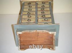 Vintage Primitive Apothecary Wood Cabinet 14-Drawers Trinket Jewelry Box