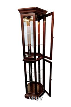 Vintage Pulaski Cherry Lighted Half Hex Curio Cabinet