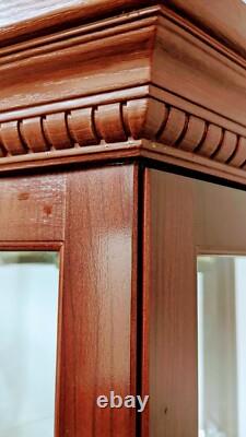 Vintage Pulaski Cherry Lighted Half Hex Curio Cabinet