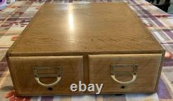 Vintage Quarter Sawn Oak 2 Drawer Index Card File Cabinet Dovetailed