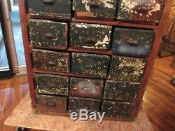 Vintage RARE 24 Drawer Wood Barn Cabinet File Box Cubby industrial Storage Box