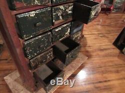 Vintage RARE 24 Drawer Wood Barn Cabinet File Box Cubby industrial Storage Box