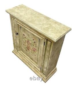 Vintage Romantic Rustic Shabby Chic Floral Painted Hall Chest