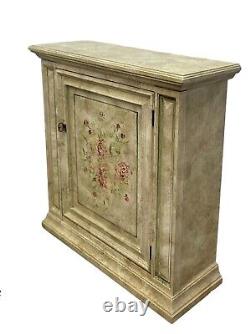 Vintage Romantic Rustic Shabby Chic Floral Painted Hall Chest