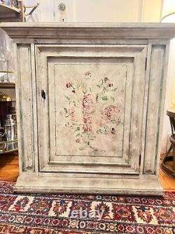 Vintage Romantic Rustic Shabby Chic Floral Painted Hall Chest