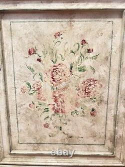 Vintage Romantic Rustic Shabby Chic Floral Painted Hall Chest