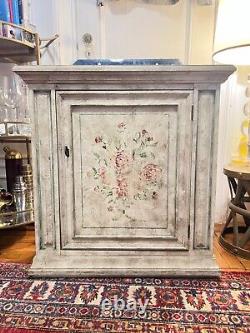 Vintage Romantic Rustic Shabby Chic Floral Painted Hall Chest