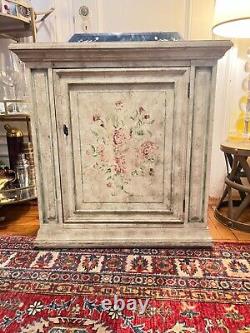 Vintage Romantic Rustic Shabby Chic Floral Painted Hall Chest