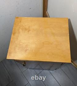 Vintage Rustic Art Deco Mid Century Modern Rolling Cabinet with Door Shelves D64