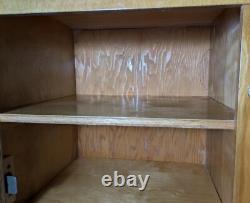 Vintage Rustic Art Deco Mid Century Modern Rolling Cabinet with Door Shelves D64