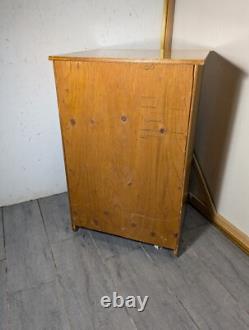 Vintage Rustic Art Deco Mid Century Modern Rolling Cabinet with Door Shelves D64