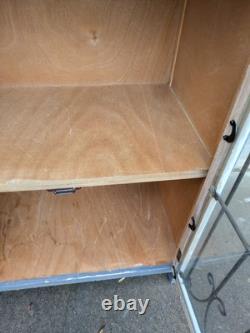 Vintage Rustic Country Farmhouse Shabby Cottage Chic Cabinet w Doors Shelves N24