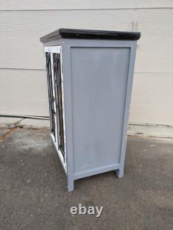 Vintage Rustic Country Farmhouse Shabby Cottage Chic Cabinet w Doors Shelves N24