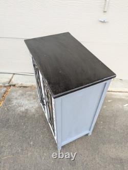 Vintage Rustic Country Farmhouse Shabby Cottage Chic Cabinet w Doors Shelves N24