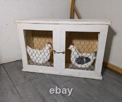 Vintage Rustic Farmhouse Shabby Chic Chippy White Chicken Coop Wall Cabinet