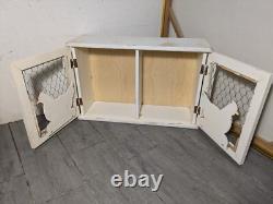 Vintage Rustic Farmhouse Shabby Chic Chippy White Chicken Coop Wall Cabinet