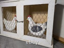 Vintage Rustic Farmhouse Shabby Chic Chippy White Chicken Coop Wall Cabinet