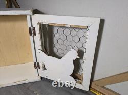 Vintage Rustic Farmhouse Shabby Chic Chippy White Chicken Coop Wall Cabinet