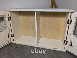 Vintage Rustic Farmhouse Shabby Chic Chippy White Chicken Coop Wall Cabinet