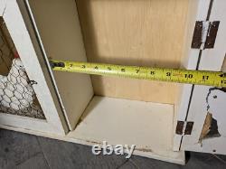 Vintage Rustic Farmhouse Shabby Chic Chippy White Chicken Coop Wall Cabinet