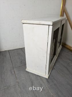 Vintage Rustic Farmhouse Shabby Chic Chippy White Chicken Coop Wall Cabinet