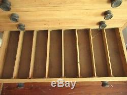Vintage Rustic Wood 13 Drawer Printer's Cabinet 52x34x18 Compartmented Drawers