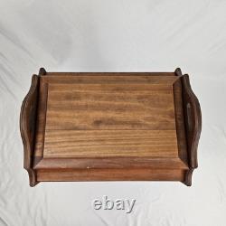 Vintage Sewing Cabinet Stand Side Table Cherry Wood Drawers Lift Up Top Storage